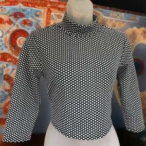 Teen Vogue Cropped Polka Dot Mock Neck Top Whimsigoth Indie Mod Coquette Size L